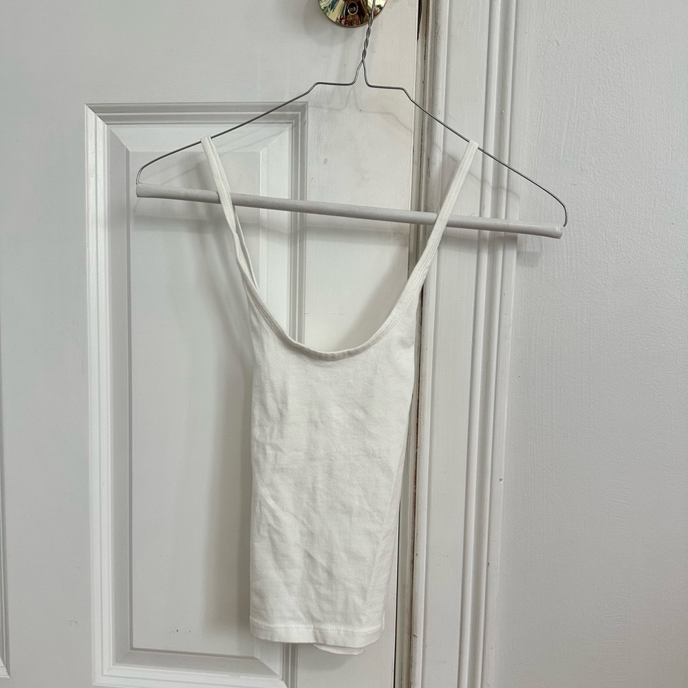 American Eagle XS White Crossover Adjustable Tank Top